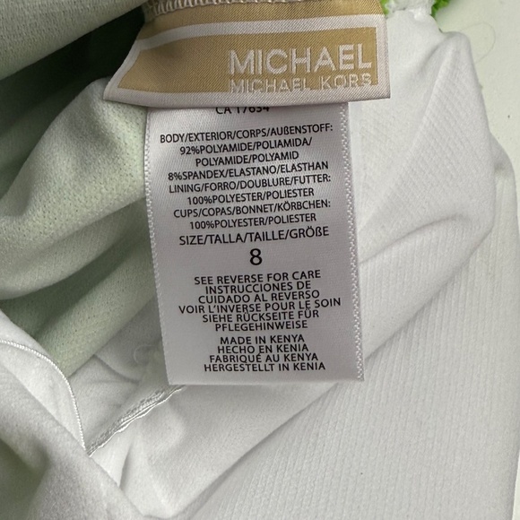 MICHAEL Michael Kors Womens Ribbed One Piece Side Cutout Swimsuit Green 8 - Picture 4 of 5